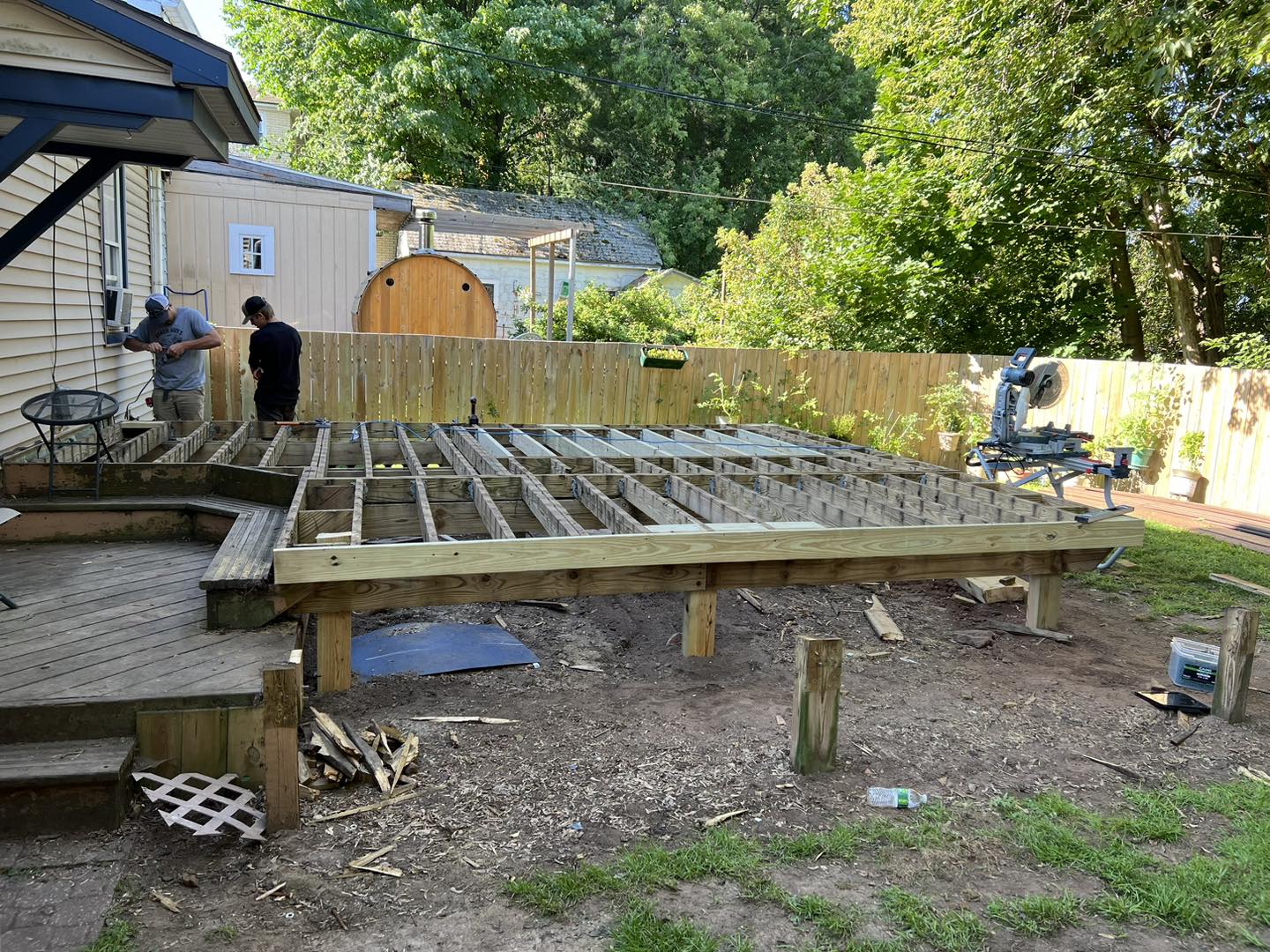 Large Deck Construction Before